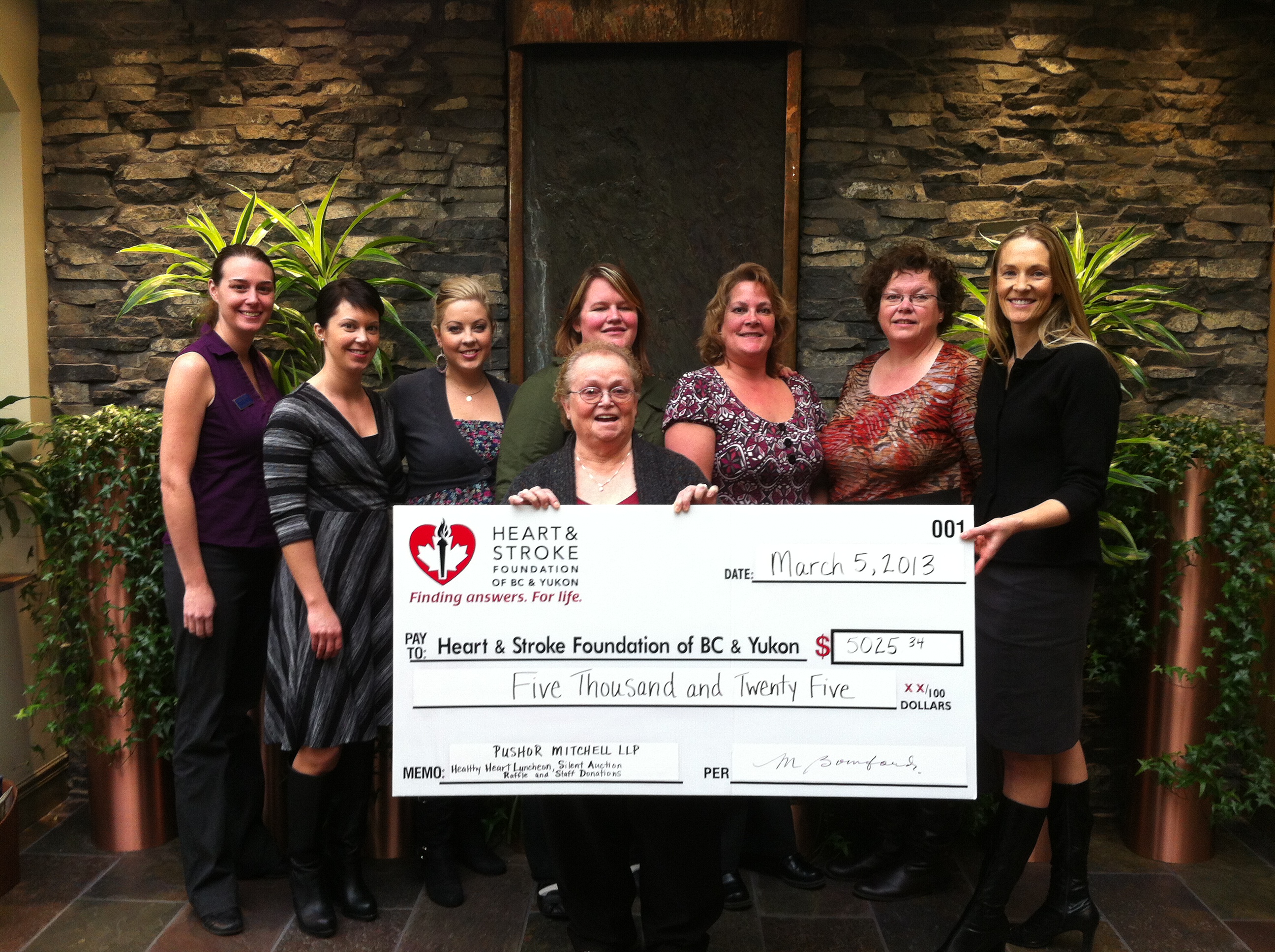 Heart and Stroke 2013 Cheque Presentation